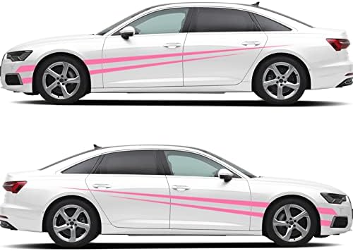 SunCreath 2pcs Automobili Modificirani sportski stil Stripe naljepnica Grafički vinil Racing trak naljepnica Dekoracija Pribor Naljepnica
