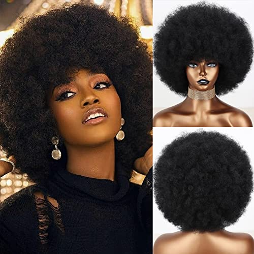Xinran kratke Afro perike iz 70-ih za crne žene, velike sintetičke crne kratke Afro perike 70-ih, Afro perika od 8 inča 60-ih za žene