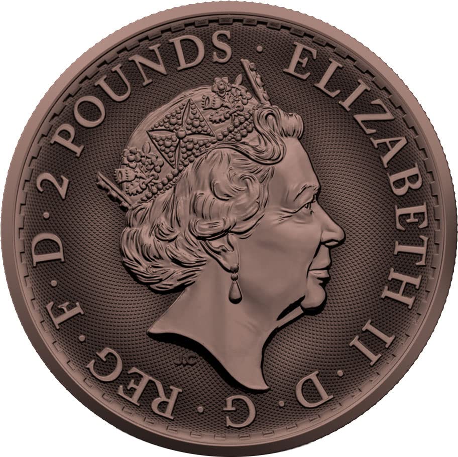 2022 DE Antique Copper Powercoin Britannia 1 oz Silver Coin 2 funta Ujedinjeno Kraljevstvo 2022 Bu Sjajno neobično