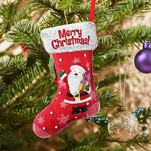 Božićne čarape 5D DIY Dijamantska slika netkani ukrasi od tkanine božićno drvo čarape privjesak Apple Candy poklon torba Party Decor