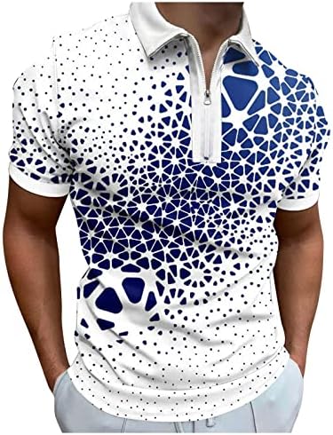 Yhaiogs majice veliki i visoki muški digitalni 3D štampar za odmor za odmor rever sa zatvaračem s kratkim rukavima majica