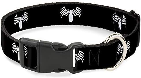 Ovratnik za mačke Breakaway Venom Spider Logo crno bijeli 9 do 15 inča širine 0,5 inča