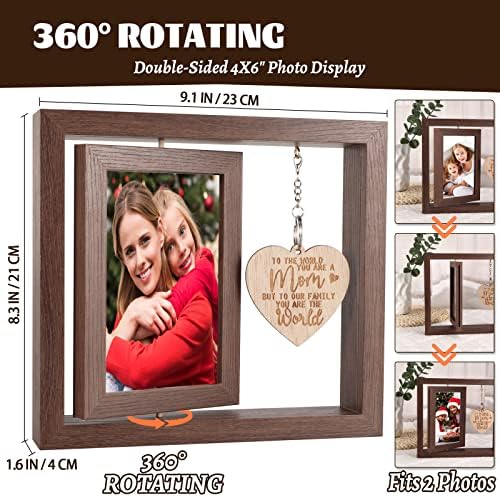 Eppplay Mother Day Pokloni od kćeri sina, mama pokloni dvostrani rotirajući 4 x 6 drvenih okvira za slike sa toplim privjeskom za