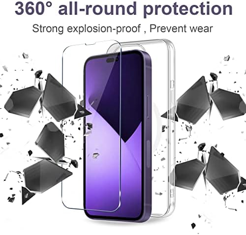 Zaštita od 360° kompatibilna sa iPhoneom 14 Pro Max kaljeno staklo Zaštita ekrana kamera zaštita sočiva Clear Magnetic Anti Yellowing