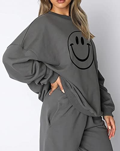 Žene Smile Face Grafički print Prevelirani pulover Top dugih rukava CATER CALEST Trendy Fleece Dukserice Hoodie