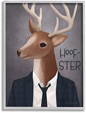 Stupell Industries Hoof-Ster duhoviti jelena jelena nosi odijelo kravatu, dizajn Diane Neukirch