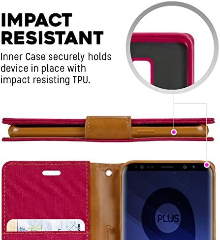 Goospery platneni novčanik za Samsung Galaxy S9 Plus Case Denim stalak Flip Cover-Red