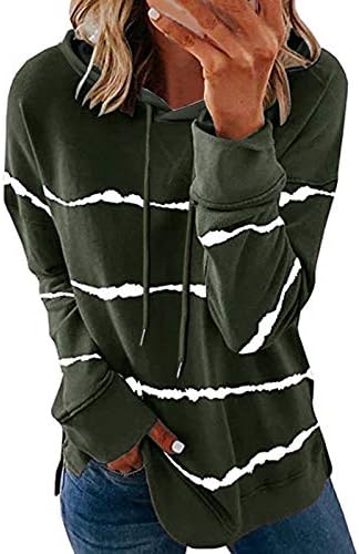 Ženska kravata Dye Striped ispisane dukseve Casual Crewneck Ležerne prilike labave duksere dugih rukava majice