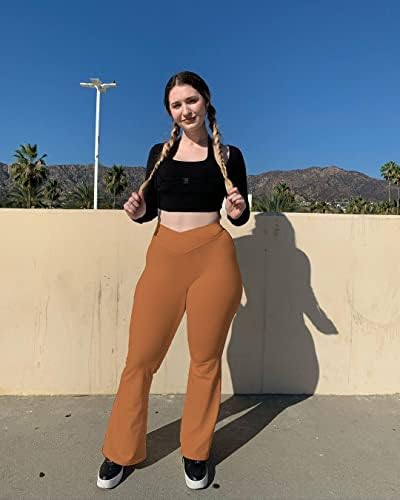 LEMONSKY ženska bljeskalica joga hlače v crossover visoke strukske gamaše Bootleg Sports Teret Workout Hlače