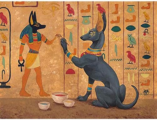 Zimal hobiji i zanati 5D Full Round Diamond Painting Egipatske freske Anubis dekorativni dijamantski vez mozaik krst 11.8 X 15.8 Inch