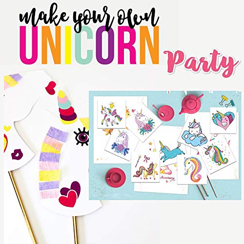 Ooopsi Unicorn privremene tetovaže za djecu Rođendanska zabava jednorog potrepštine za zabavu djevojčice Boys Party Favors-25kom 2,5X