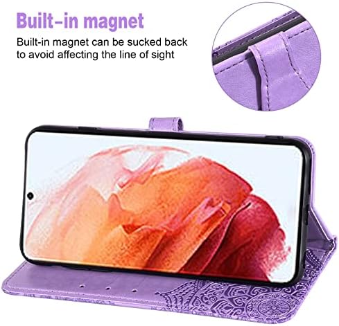 Kompatibilno sa Samsung Galaxy S22 5G futrolom za novčanik i zaštitom od kaljenog stakla od ekrana kožna Mandala flower Flip Cover