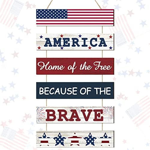 Dnevnik za prodaju Patriotski drveni viseći znak 4. jula Drveni zidni zidni potpisuju day Dekoracije Amerike Dom slobodnog zbog hrabre
