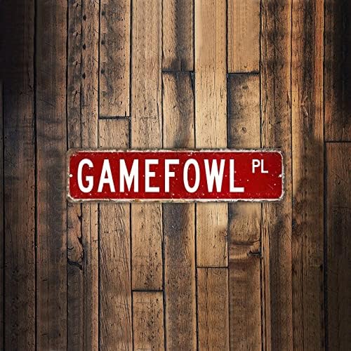 GameFowl pl životinjski ulični znak personaliziran vaš tekst ukrasni zidni ulični znak IgraThowl Lover Prijavite se za farmu Torch
