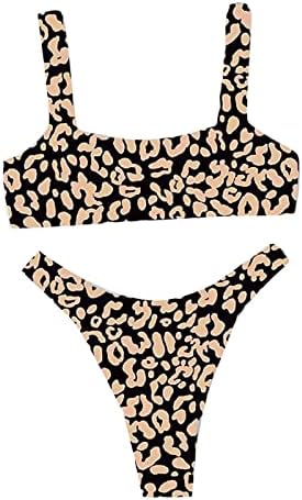 Ženska kupaonica odijela Multicolor Visoko struk Leopard Print Split Bikini Sexy Beach Split Suncokret