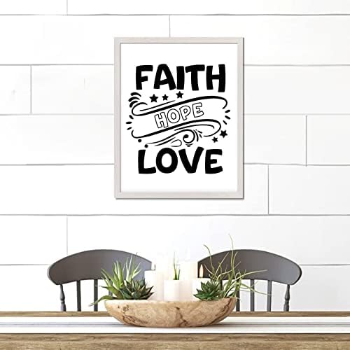 Retro stil seoskim drvenim znakom sa Biblijem stihom vjera nada Love Hang White Frame drvena ploča za kupatilo Seoska kuća Vikendica