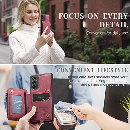 Xyx torbica za novčanik za Samsung A14 5G, torbica sa patentnim zatvaračem PU kožna RFID blokirajuća kreditna kartica dvostruka magnetna