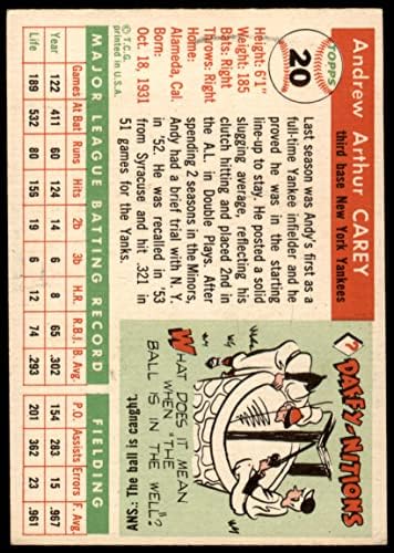 1955 FAPPS 20 Andy Carey New York Yankees Dobar Yankees
