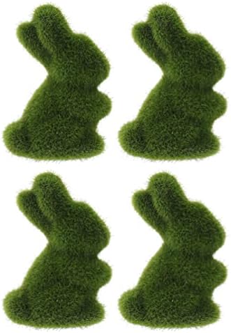 KINANGEL RIBIRNI DEKORACIJI 4pcs Uskršnji mahovina Bunny raind zečje statua Vrt Životinjske figurice Micro Pejzaž ukras Božićni dekor