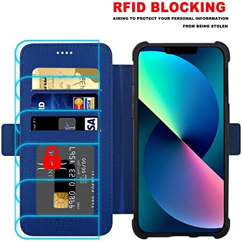 Pytwopy torbica za novčanik za iPhone 13 [držač kreditne kartice], [RFID blokada], kožna preklopna futrola otporna na udarce sa zaštitnom