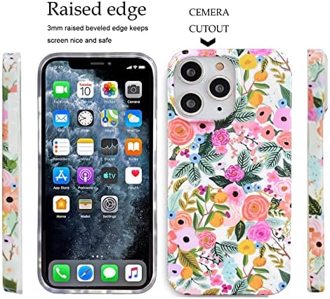 J.WEST iPhone 11 Pro Max Case 6.5, Mekani udarni simpatični zaštitni poklopac cvjetnog telefona za žene, vrtni cvjetni uzorak dizajn