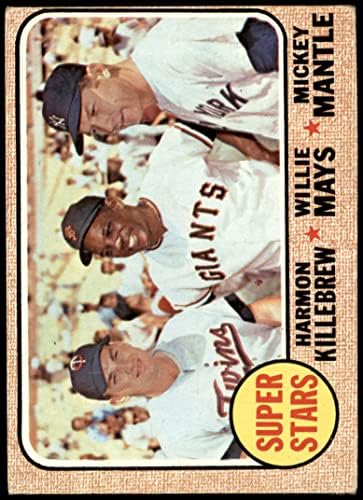 1968 TOPPS 490 Super zvijezde Mickey Mantle / Willie Mays / Harmon Killebrew Twins / Giants / Yankees Dobri blizanci / Giants /
