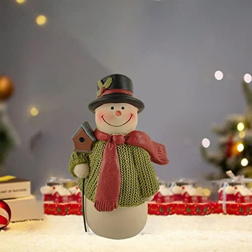 DEKORIZACIJE SNOWMAN-a Božićne figurice - nasmijana snježna smola sa pticama kućne figurice Božićne ukrase stola, 4,25 h
