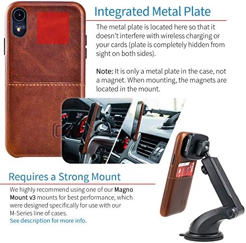Dockem iPhone XR Virtuosa M1 torbica za novčanik: ugrađena metalna ploča za magnetnu montažu sa gornjim zrnom prave kože: M-serija