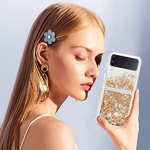 Glitter futrola za Samsung Galaxy Z flip 4 5G, Glitter tečni živi pijesak za cijelo tijelo robusna Navlaka za žene djevojke, slatka
