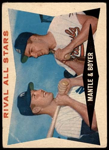 1960. topps # 160 rival all-zvezde Mickey mantle / Ken Boyer Yankees / Cardinals Fair Yankees / Cardinals