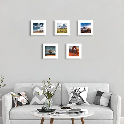 WYOOSOO 10x10 Frame za slike Bijeli puni drveni okvir za izradu fotografija 8x8 sa prostirkom, zidnim okvirom za fotografije, puzzle