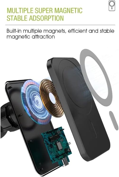 Pishon-Rio Smart Wireless Magnetic Car Vent Charger kompatibilan sa Apple iPhoneom | brzom punjaču od 15 W potrebno je samo 2-3 sata