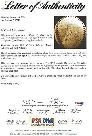 1960 Orioles 26x tim potpisan bejzbol PSA / DNK Loa Brooks Robinson & Hoyt Wilhelm - AUTOGREM BASEBALLS