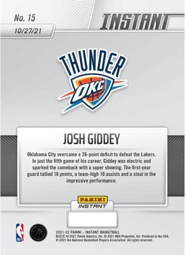 Sports Memorabilia Josh Giddey Oklahoma City Thunder Fanatics Exclusive Parallel Panini Instant 1. karijera Dvostruka dvostruka jednokratna