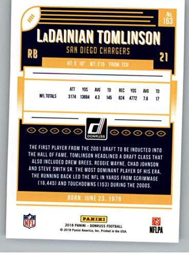 2018 Donruss Fudbal 163 Ladainian Tomlinson San Diego Chargers Službena NFL trgovačka kartica