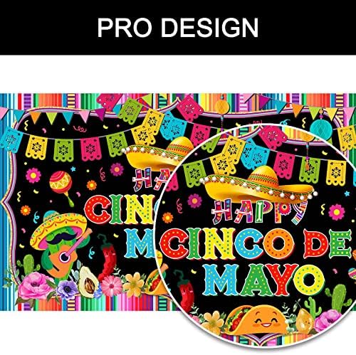 Swepuck 72x43inch Happy Cinco De Mayo Backdrop Mexican Fiesta Theme Background Carnival Party Decorations Colorful Striped Flags Floral Banner Photo Booth