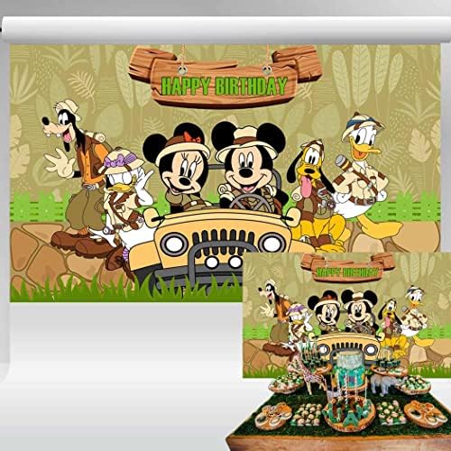 Mickey Mouse Safari potrepštine za prve rođendanske zabave Minnie Mouse Safari Backdrop 2nd Birthday Decorations Wild Theme Banner