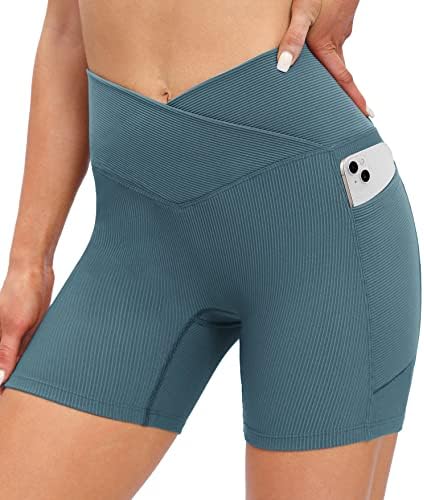 Iuga biciklističke gaćice sa džepom za žene visoki struk ženski križni struk kratke hlače Spandex plijen kompresijski joga kratke hlače
