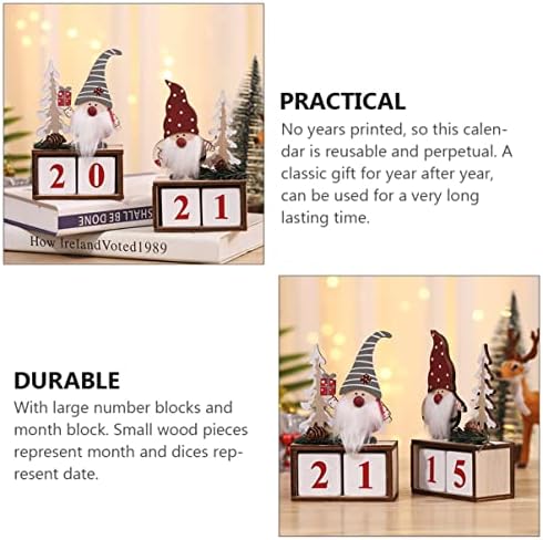 jojofuny 3 postavlja Ornament Claus kalendar Božić drvena Crvena Advent Retro kuća figurica Christmasn Desktop stol Santa Home poklon