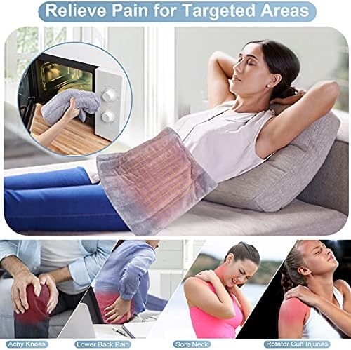 REVIX izuzetno veliki mikrotalasni jastučić za grejanje u leđima sa vlažnom toplotom, zagrejanom folijom u mikrotalasnoj pećnici za puna leđa, grčeve u stomaku, ramena i vrat, noge, podržavaju hladnu terapiju.