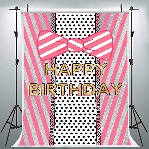 Pink Stripes crne tačke Bowknot fotografija pozadina za djevojčice tema Rođendanska zabava, 9x6FT, djevojke iznenađenje Baby Shower