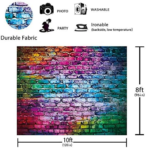 Funnytree 10x8ft izdržljiva tkanina šarena zidna pozadina od opeke za 80-ove 90-ove Hip Hop Disco rođendanske vjenčane zabave pozadina