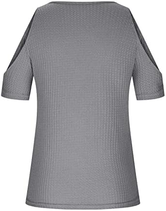 Košulja Žene 2023 Hladno ramena kratki rukav pamuk V izrez Plain Lounge Loot Fit opuštena fit top košulja za djevojke DU