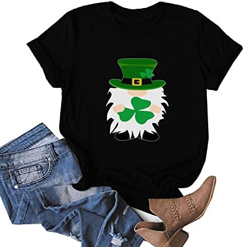 St. Patrick Majica Lucky Irish Shamrock Thirts Casual Fashion Chort rukava Crewneck Pulover