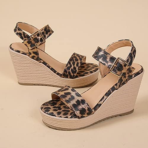 Ženske sandale za žensku platformu Žiš klinovi Sandale za žene Udobne gležnjače Otvori Sandale Trendy Leopard Cipele