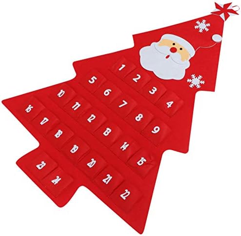 TOYANDONA Santa Decor 3D Santa Felt Advent Calendar sa džepovima 24 dana viseći Božić odbrojavanje kalendar za unutrašnja vrata zid
