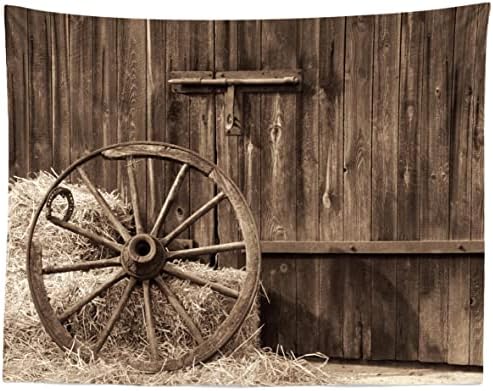 BELECO 7x5ft tkanina Cowboys Photo pozadina Barn vrata stara štala sa starinskim kotačem Bale sijena zemlja tema fotografija pozadina