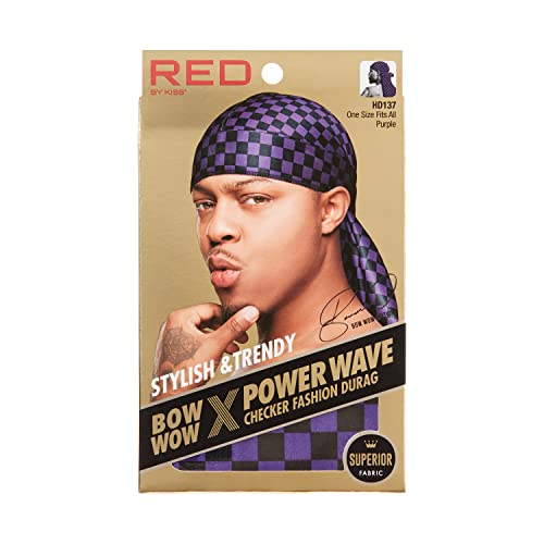 Red by Kiss Bow Wow X Power Wave Checker Silky Durag za muškarce Waves Silky doo Rag