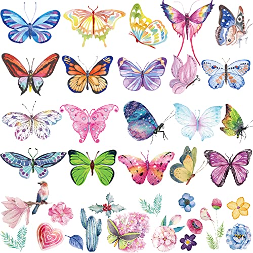 Coszeos leptir tetovaže za žene djevojčice djecu, 20 listova lažni Privremeni cvijet šareni leptiri krila tetovaža naljepnice Art