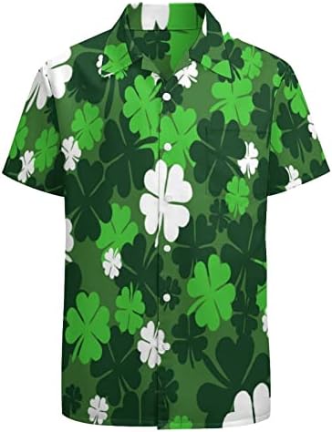 Yangqigy St Patricks Dan majica Havajska košulja za momke Muški havajski gumb dolje do majica na plaži Pokloni Muškarci Kratki rukav